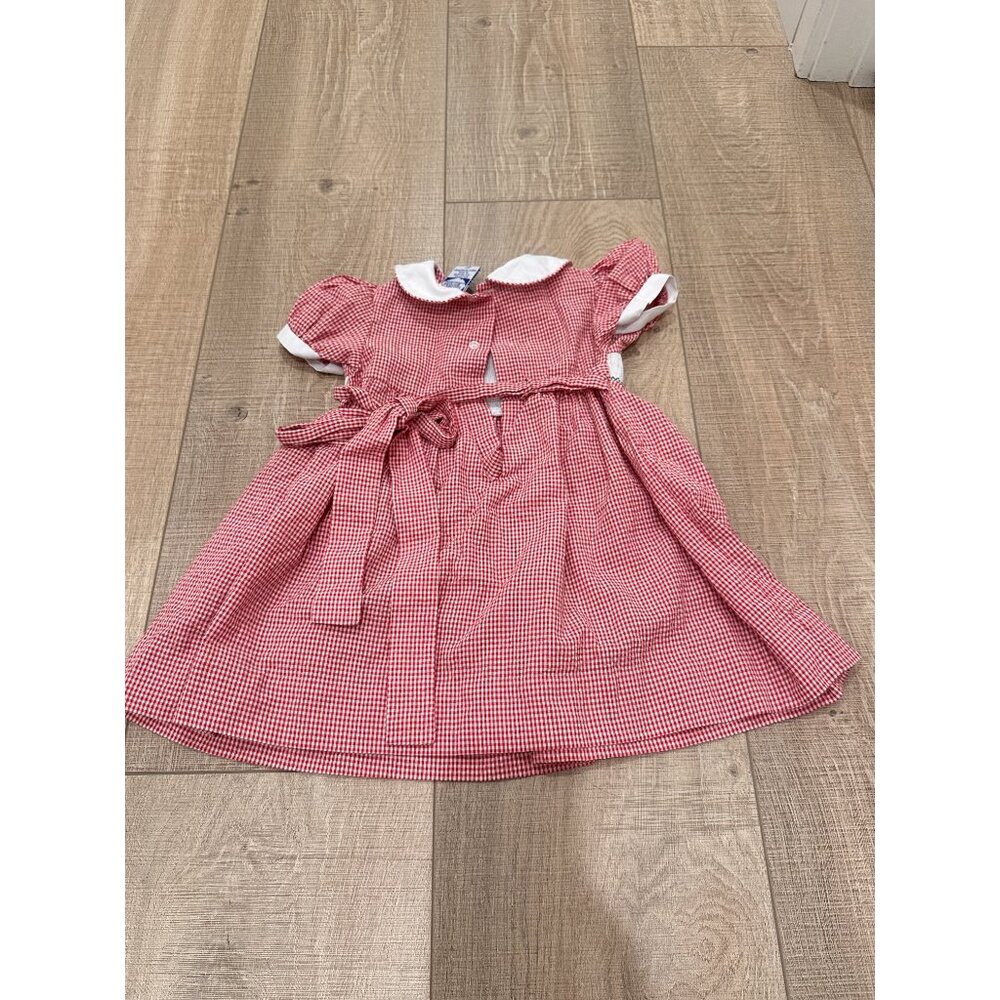 Vintage Carriage Boutique Kids Girls Gingham Smocked Short Sleeve Dress Sz 2T
